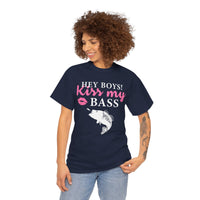 Hey Boys Kiss My Bass Unisex Heavy Cotton Tee