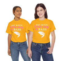 Hey Boys Kiss My Bass Unisex Heavy Cotton Tee