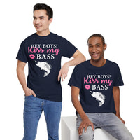 Hey Boys Kiss My Bass Unisex Heavy Cotton Tee