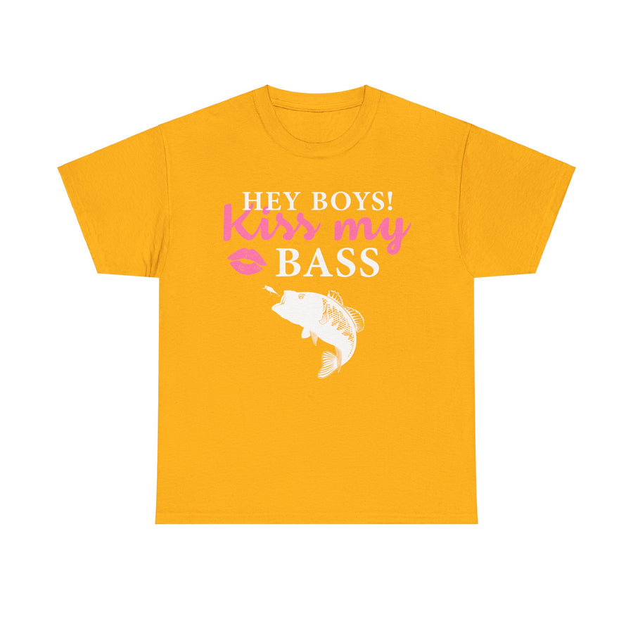 Hey Boys Kiss My Bass Unisex Heavy Cotton Tee