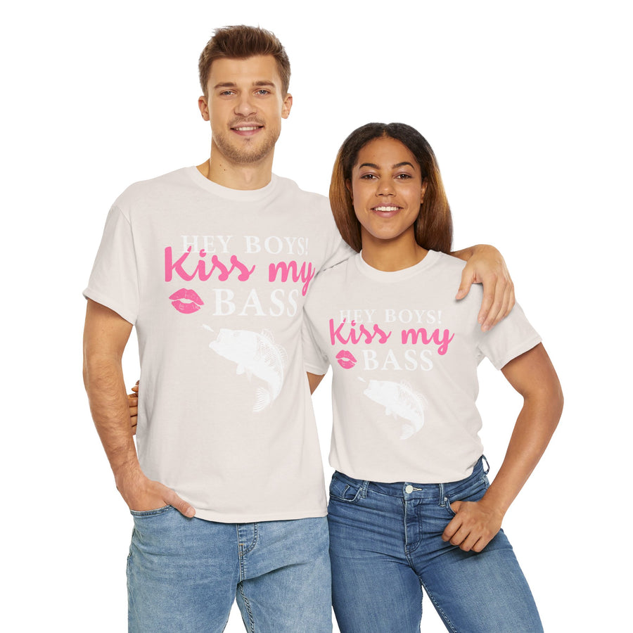 Hey Boys Kiss My Bass Unisex Heavy Cotton Tee