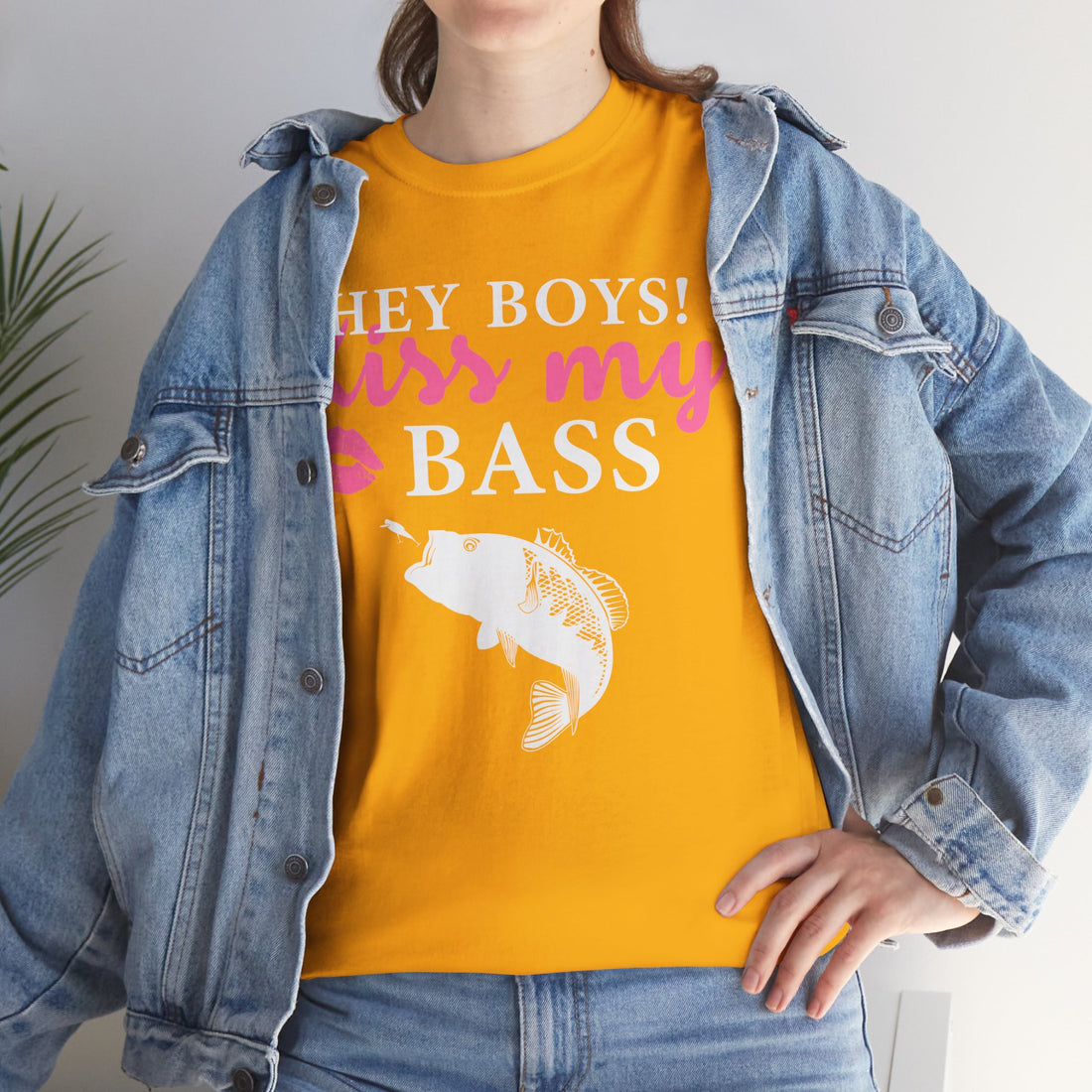 Hey Boys Kiss My Bass Unisex Heavy Cotton Tee