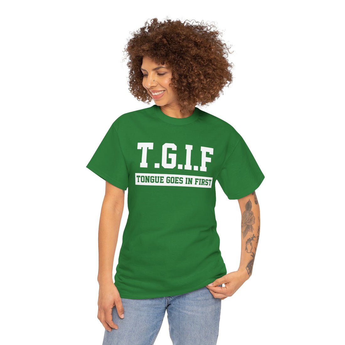 Tongue Goes In First Unisex Heavy Cotton Tee