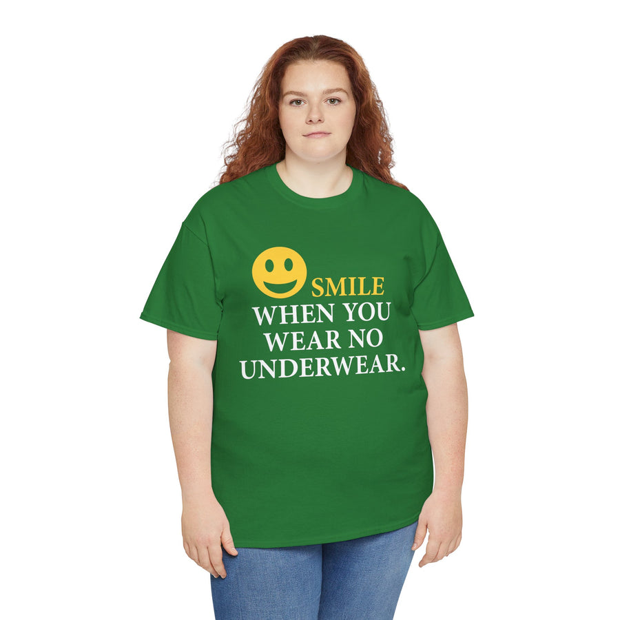 Smile When You Wear No Underwear Unisex Heavy Cotton Tee