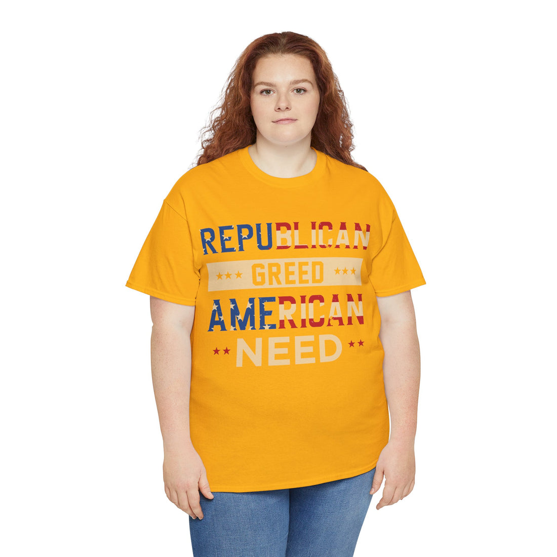 Republican Greed American Need Unisex Heavy Cotton Tee