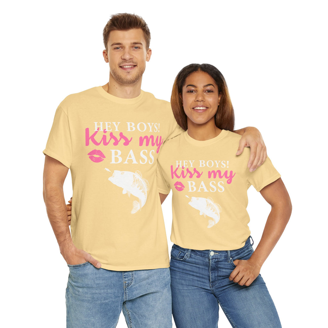 Hey Boys Kiss My Bass Unisex Heavy Cotton Tee