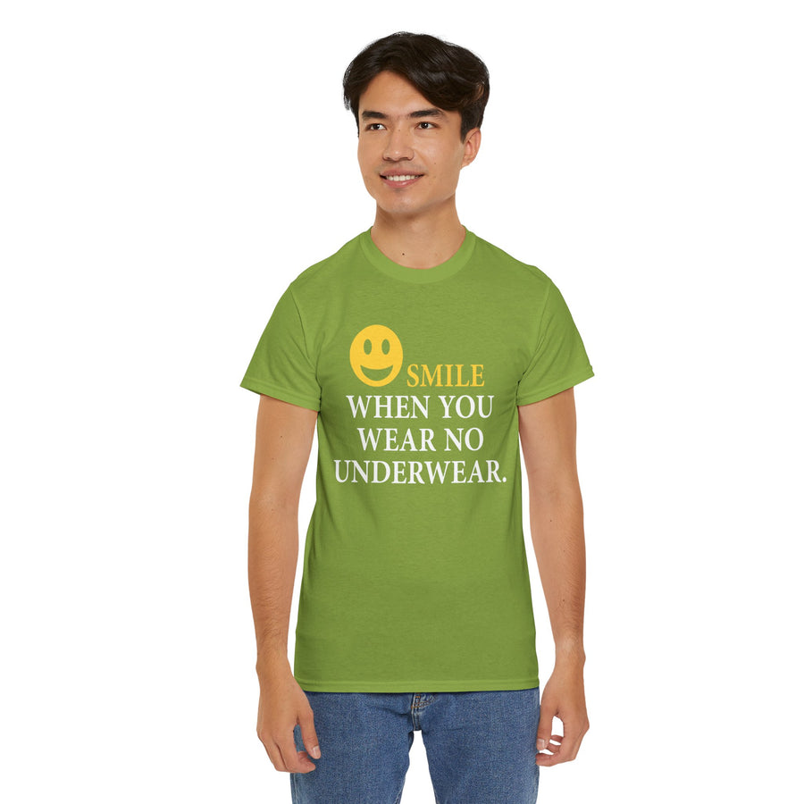 Smile When You Wear No Underwear Unisex Heavy Cotton Tee