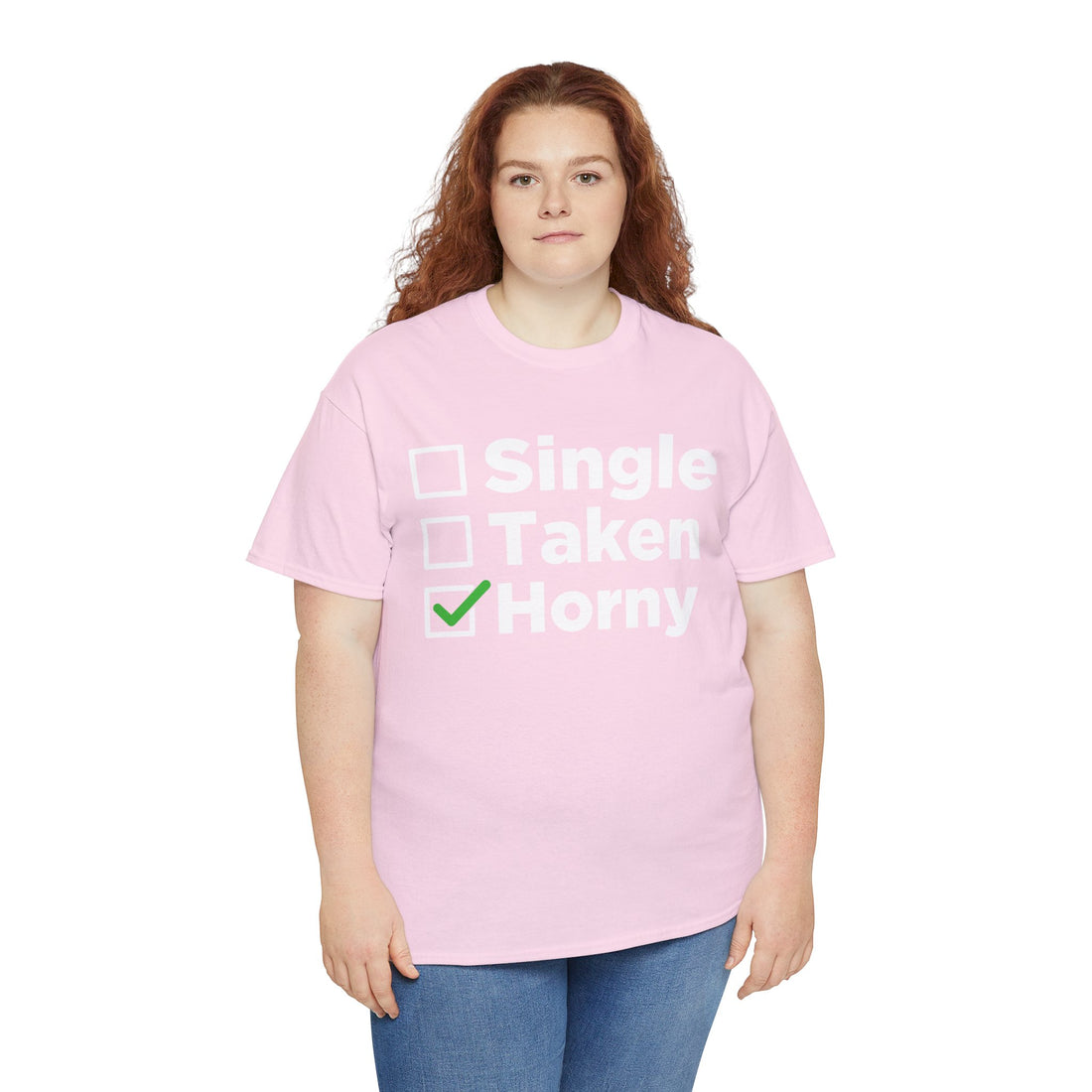 Single Taken Horny Unisex Heavy Cotton Tee