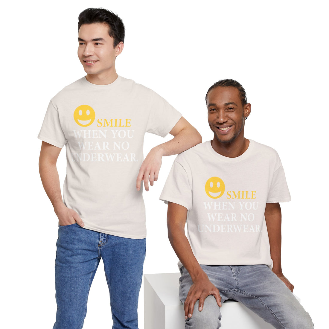 Smile When You Wear No Underwear Unisex Heavy Cotton Tee