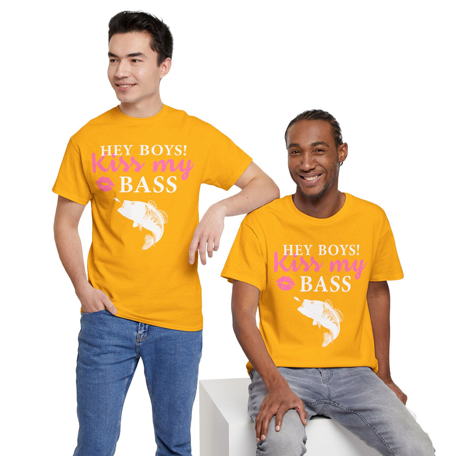 Hey Boys Kiss My Bass Unisex Heavy Cotton Tee