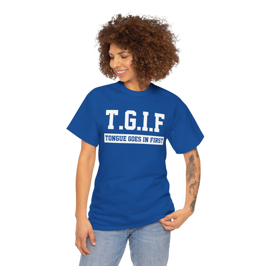 Tongue Goes In First Unisex Heavy Cotton Tee