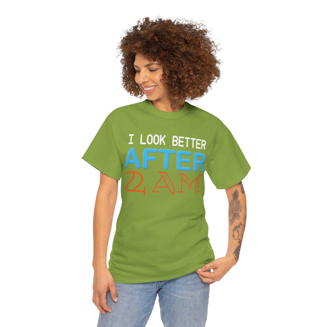 I Look Better After 2 AM Unisex Heavy Cotton Tee