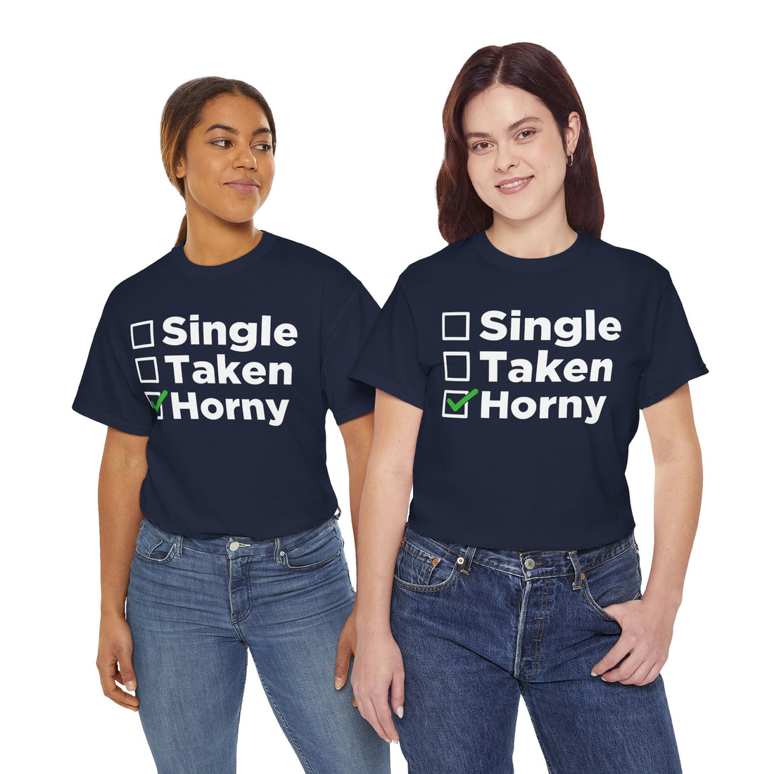 Single Taken Horny Unisex Heavy Cotton Tee