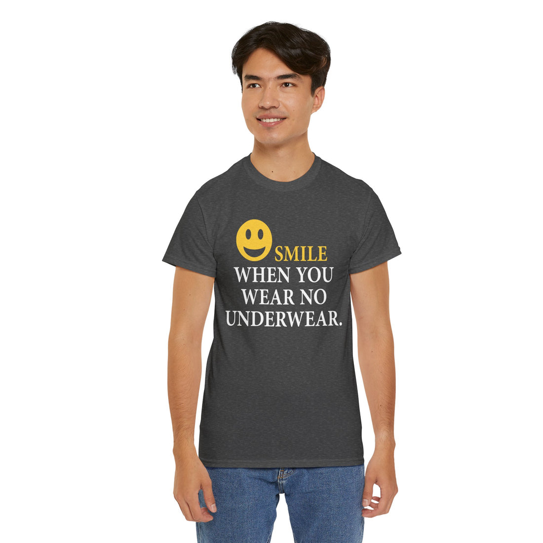 Smile When You Wear No Underwear Unisex Heavy Cotton Tee