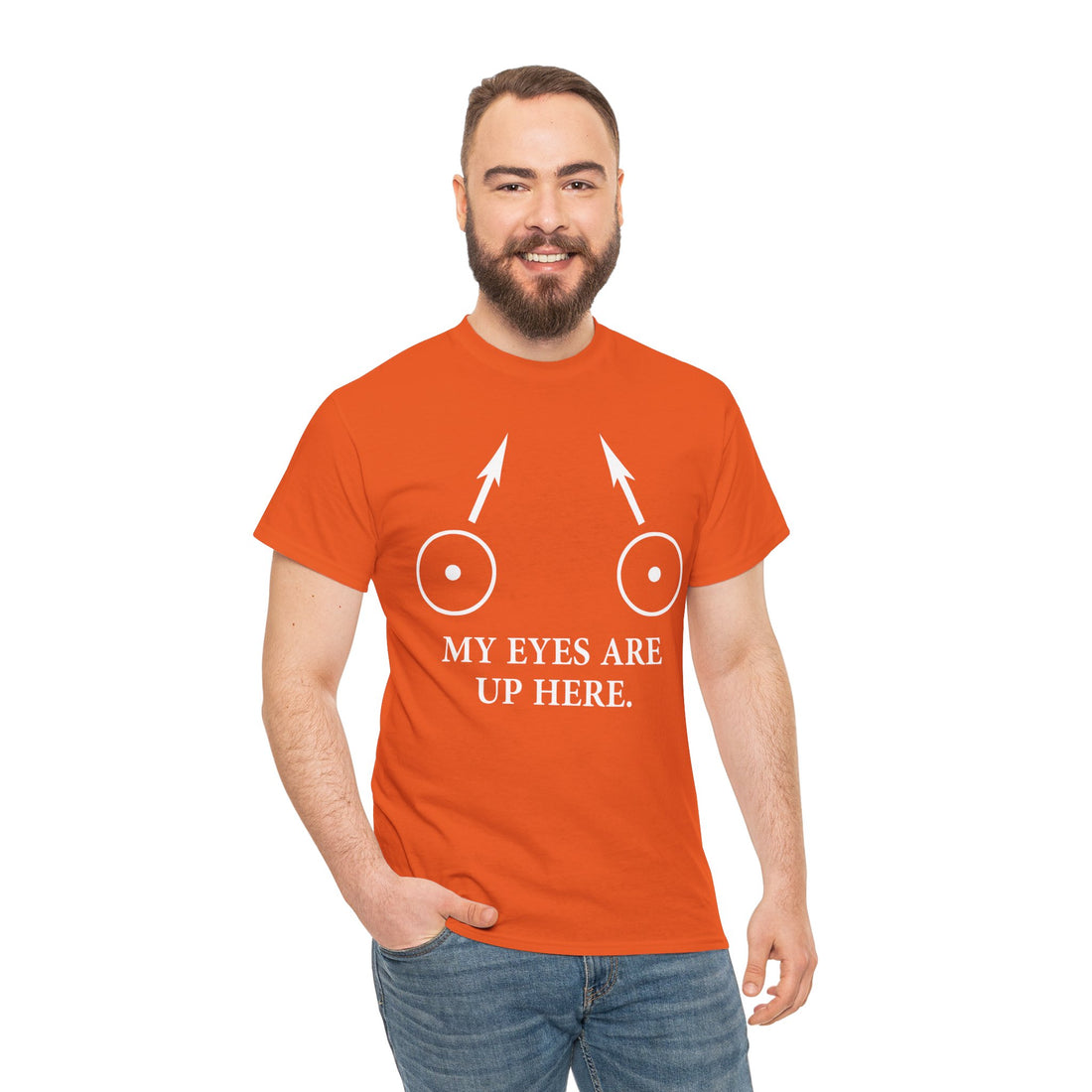 My Eyes Are Up Here Unisex Heavy Cotton Tee