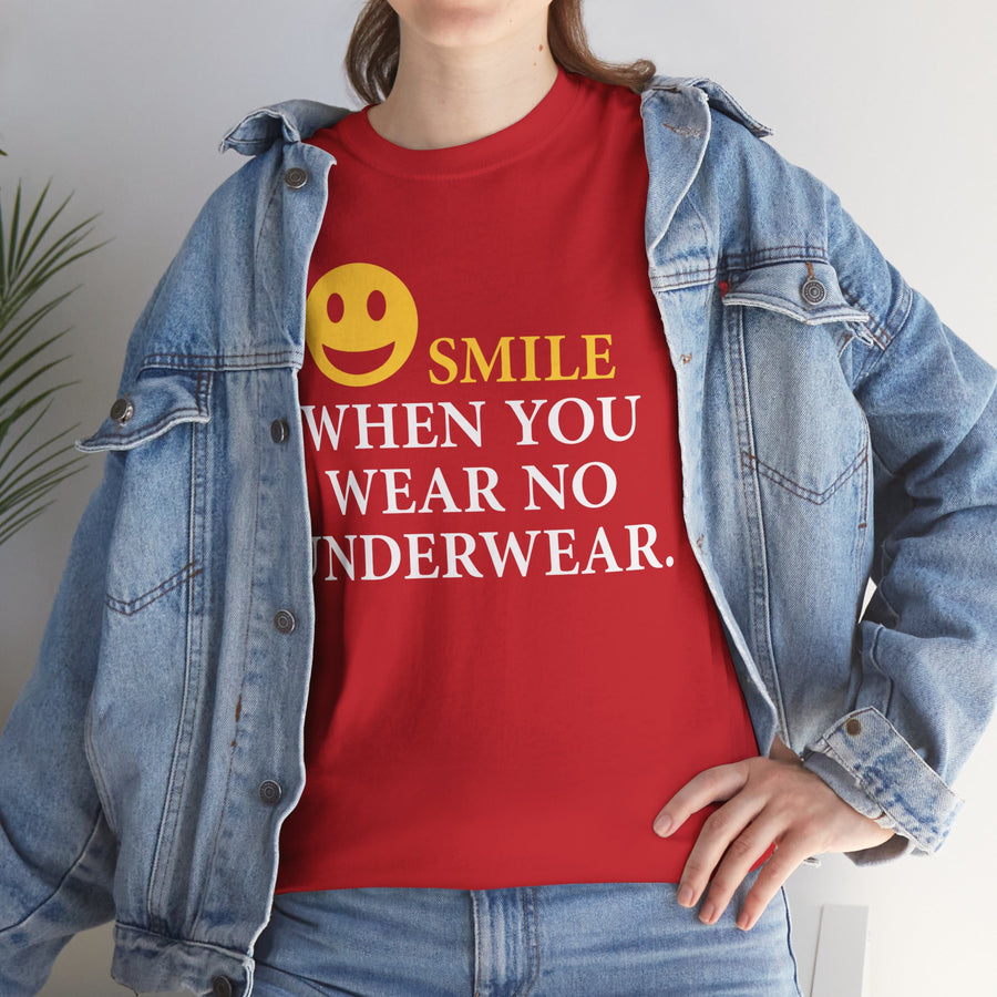 Smile When You Wear No Underwear Unisex Heavy Cotton Tee