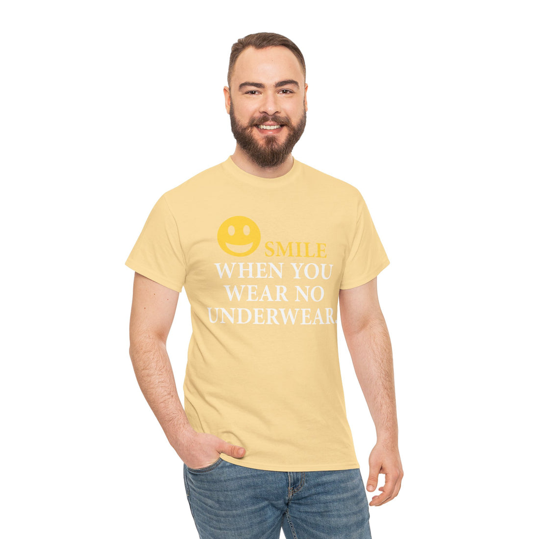 Smile When You Wear No Underwear Unisex Heavy Cotton Tee